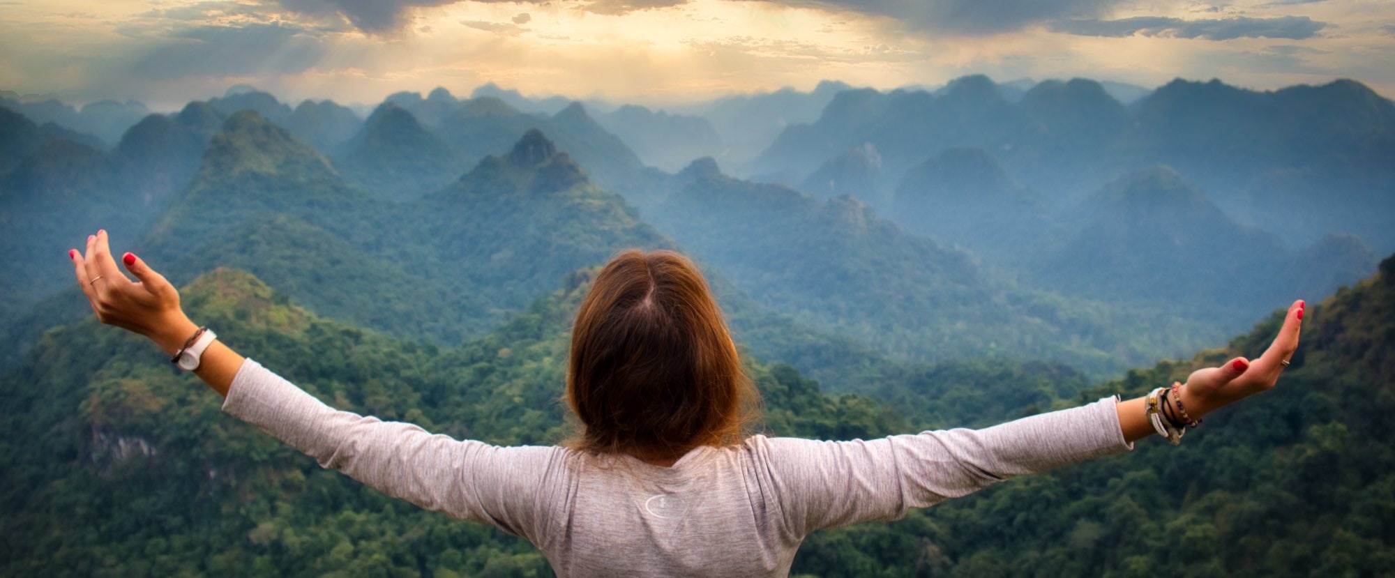 girl after a hike in a national park